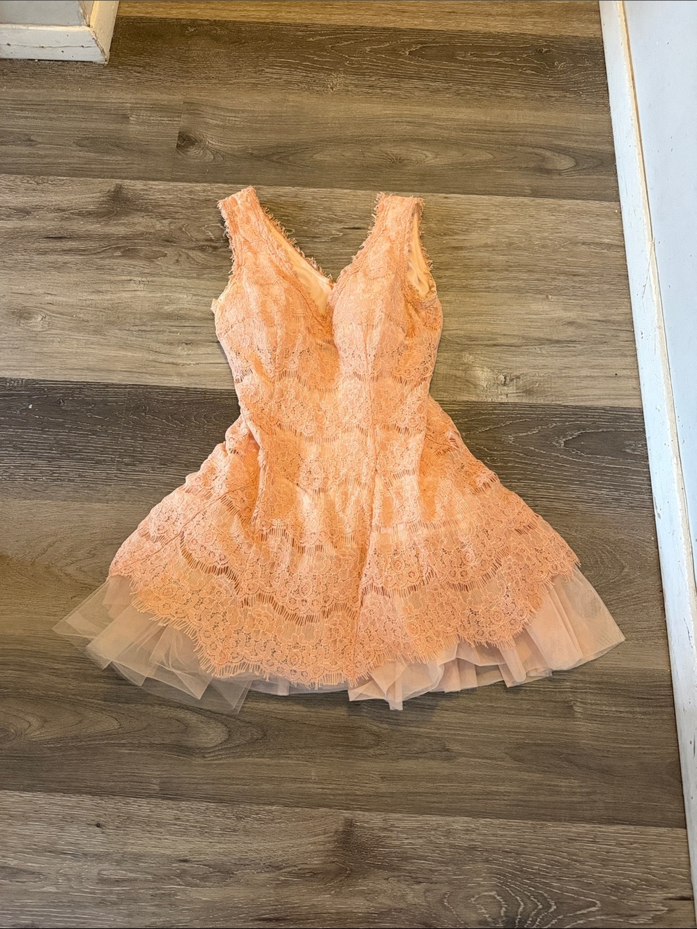 Size 2 Peach Lace Party Dress
